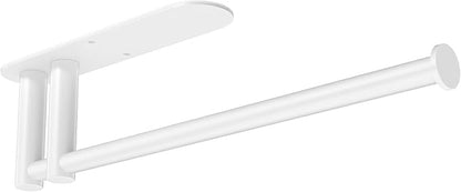 STWWO Paper Towel Holder Under Cabinet, Self-Adhesive Paper Towel Rack | White, Under Counter Under Sink Paper Towel Holder, Self-Adhesive or Wall Mounted, Fits Kitchens Bathrooms & RV