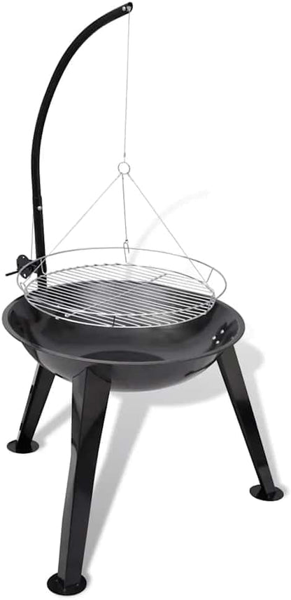 Classical Charcoal Barbecue Stand with Hanging Grill Plate for Grilling Baking Smoking Outdoor Cooking, 22.8" Diameter Large Space, Height Adjustable, Sturdy Steel