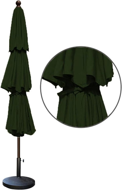 EliteShade USA 10-Year-Non-Fading 9ft 3-Tier Market Patio Umbrella, Commercial Grade Outdoor Table Umbrella with Crank Open, Windproof & UPF 50+ UV Protection, Heavy Duty Ventilation for Garden, Deck, Pool, Backyard, Beach & Bistro, Fern