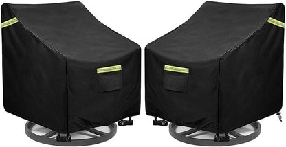 Outdoor Swivel Chair Cover 2 Pack,(29W x 31D x 38.5H inches )100% Waterproof Heavy Duty Outdoor Rocking Chair Covers， Patio Chair Covers Waterproof Patio Furniture Covers ( Black)