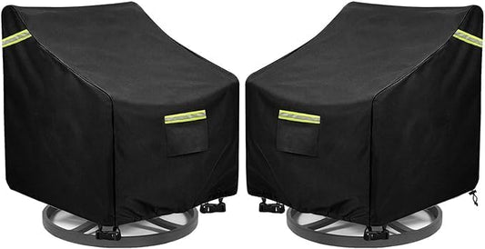 Outdoor Swivel Chair Cover 2 Pack,(29W x 31D x 38.5H inches )100% Waterproof Heavy Duty Outdoor Rocking Chair Covers， Patio Chair Covers Waterproof Patio Furniture Covers ( Black)