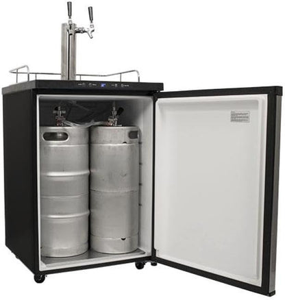 EdgeStar KC3000SSTWIN Full Size Dual Tap Kegerator with Digital Display - Black and Stainless Steel