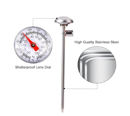 1 Set Silver Meat Thermometer for Grilling, Food Thermometer for Cooking, Milk, Kitchen Thermometer, Pocket Thermometers Food Temperature Probe