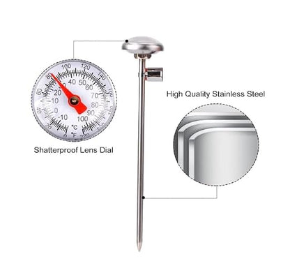 1 Set Silver Meat Thermometer for Grilling, Food Thermometer for Cooking, Milk, Kitchen Thermometer, Pocket Thermometers Food Temperature Probe