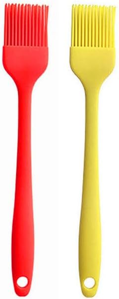 Silicone brush, Oil Brush for BBQ Kitchen Cooking Baking and Grilling (2 PCS,yellow&red)