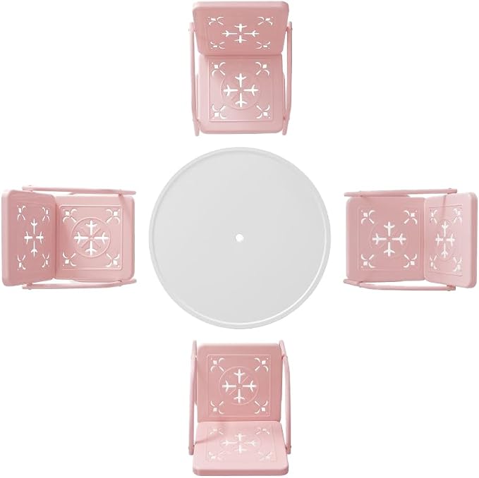 Crosley Furniture Azalea 5-Piece Vintage Outdoor Dining Set for 4, Retro Metal Round Patio Table and Chairs, Pastel Pink Gloss/White Satin