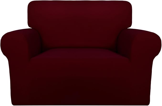 PureFit Super Stretch Sofa Slipcover – Spandex Non Slip Soft Couch Sofa Cover, Washable Furniture Protector with Non Skid Foam and Elastic Bottom for Kids, Pets (Oversized, Wine)