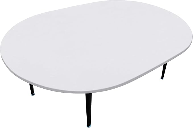 LIBERECOO Oval Fitted Vinyl Tablecloth with Flannel Backing -Pure White - Fits 48" x 68" Oval Table - Waterproof, Elastic Edged for Secure Fit, Easy to Clean Plastic Table Cover