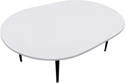 LIBERECOO Oval Fitted Vinyl Tablecloth with Flannel Backing -Pure White - Fits 48" x 68" Oval Table - Waterproof, Elastic Edged for Secure Fit, Easy to Clean Plastic Table Cover