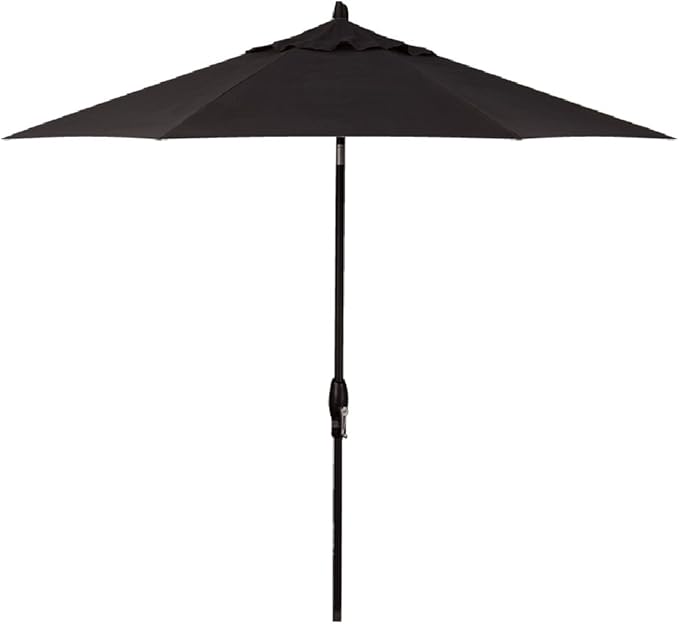 Treasure Garden 9ft Patio Umbrella - Outdoor Furniture Market Umbrella – Deluxe Auto-Tilt – Black Aluminum Frame (Sunbrella, Black)