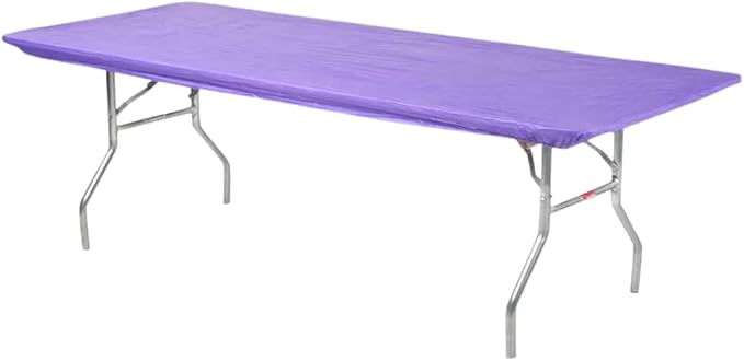 10 Pack of Rectangular Plastic Table Covers - 6' Foot or 8' Foot Options - Indoor or Outdoor Fitted Table Covers (Table NOT Included) (Purple, 30" x 72" (6' ft))