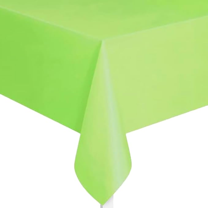 Lime Green Solid Rectangular Plastic Table Cover (54" x 108") 1 Count - Elegant Design & Premium Quality, Ideal For Parties, Events & Everyday Use