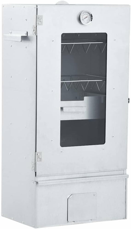 Vertical BBQ Smoker Grill with Viewing Window, Outdoor Meat Smokehouse for Fish and Sausages, Includes 2.2 lb Wood Chips and 12 Hooks, 17.5 x 11.4 x 32.7 Inches