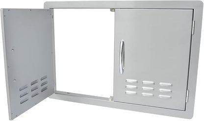 Stanbroil Outdoor Kitchen Stainless Steel Double Access Door with Vents, 30 Inches