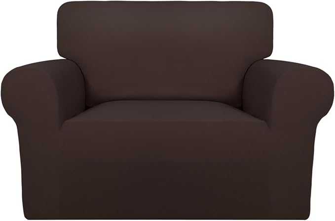 PureFit Super Stretch Sofa Slipcover – Spandex Non Slip Soft Couch Sofa Cover, Washable Furniture Protector with Non Skid Foam and Elastic Bottom for Kids, Pets (Oversized, Chocolate)