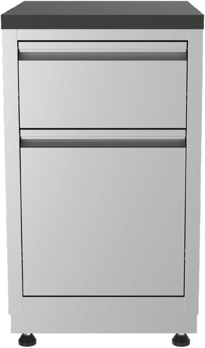 GRILLA Outdoor Kitchen Cabinet 19.5" with 2 Built-in Drawers, Stainless Steel, Modular, For Outdoor Grilling, Outdoor Kitchen, and Storage
