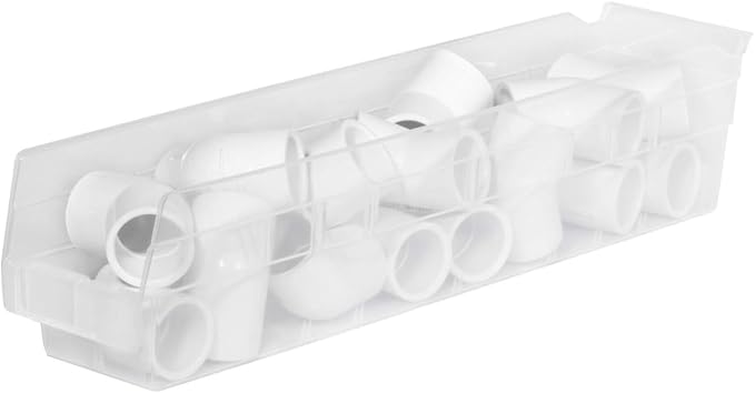 Akro-Mils 30128 Heavy Duty Plastic Shelf Bins, 18"x 4"x 4", Clear, 12-Pack | Heavy Duty Nesting Storage Bins for Garage, Closet, Refrigerator, Kitchen, Cabinet, Drawer Organization, Pantry Organization