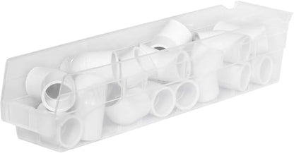 Akro-Mils 30128 Heavy Duty Plastic Shelf Bins, 18"x 4"x 4", Clear, 12-Pack | Heavy Duty Nesting Storage Bins for Garage, Closet, Refrigerator, Kitchen, Cabinet, Drawer Organization, Pantry Organization