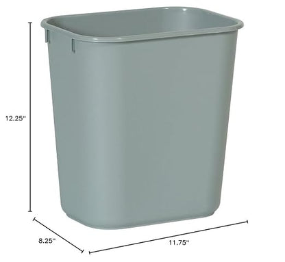 Rubbermaid Commercial Products Deskside Wastebasket/Trash Can, 3.25-Gallon/13-Quart, Gray, Plastic, for Bedroom/Bathroom/Office, Fits Under Desk/Sink/Cabinet, Pack of 12