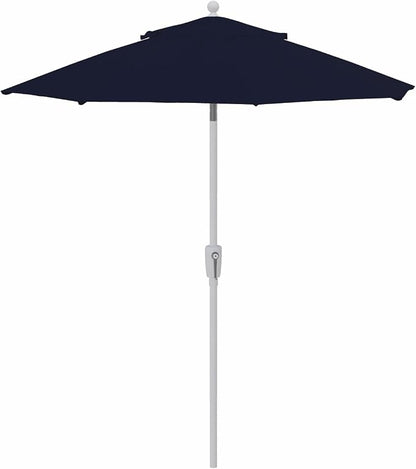 Treasure Garden 7.5ft Patio Umbrella – Outdoor Market Umbrella – Push Button Tilt – White Aluminum Frame (O’bravia, Navy)
