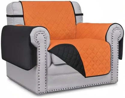 Easy-Going Reversible Couch Cover, Small Chair, Orange/Black | Machine Washable Slipcover For Dogs, Water Resistant Furniture Mat For Living Room, Non-Slip Sofa Cover, Pet Friendly