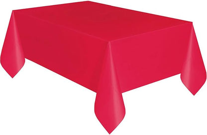 Red Solid Rectangular Plastic Table Cover (54" x 108") 1 Count - Elegant Design & Premium Quality, Ideal For Parties, Events & Everyday Use