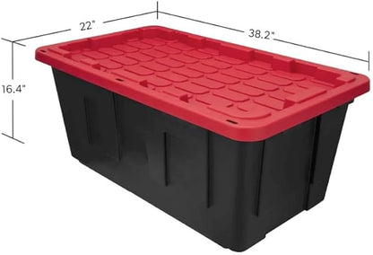 2-Pack 40 Gallon Plastic Storage Bins with Snap Lids, Stackable Storage Containers, Recycled Plastic Construction, Lockable Design with Holes for Zip Ties or Padlocks – Heavy-Duty Storage Boxes
