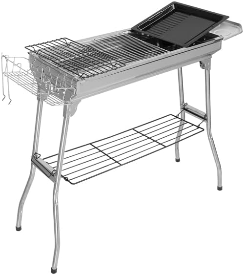 Portable Charcoal Grills Stainess Steel Folded Barbecue Grill 100 x 31 x 71CM Portable BBQ Grill for Outdoor Cooking Camping and Family Barbecue Outdoor Picnic