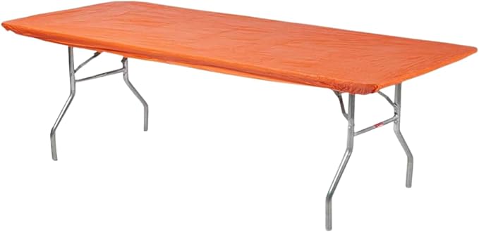 6' Rectangle Plastic Table Covers 30" x 72", Bundle of 5 (Orange)