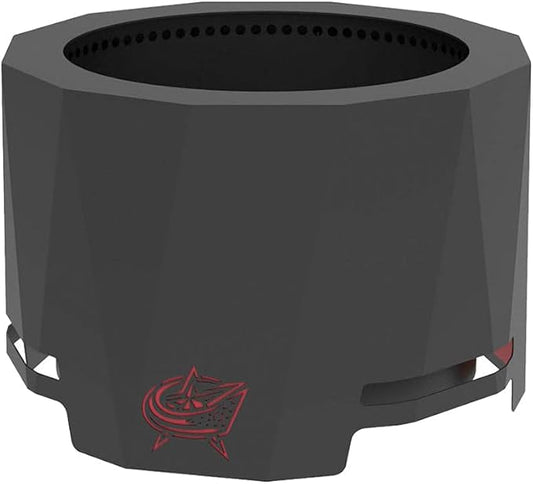 Blue Sky Outdoor Living NHL Columbus Blue Jackets 24” Steel Peak Patio Smokeless Fire Pit, Firewood and/or Wood Pellet Burning