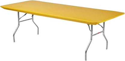 6' Rectangle Plastic Table Covers 30" x 72", Bundle of 5 (Gold)