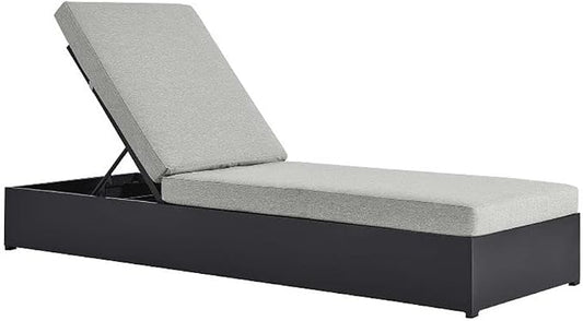 Modway Tahoe Aluminum Outdoor Chaise Lounge Gray with Weather-Resistant Cushions, Perfect Patio Sunbed or Recliner Chair for Pool Furniture