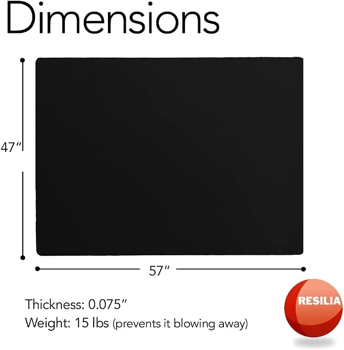 RESILIA X-Large Under Grill Mat – Heavy Duty, Reusable Outdoor Floor Protector Mats for Deck, Patio, & Garage – 57 Inch x 47 Inch, Black Orange Peel, Made in the USA