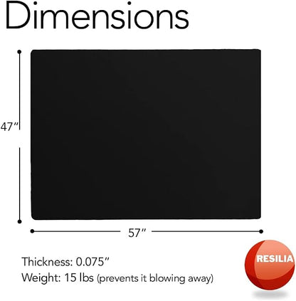 RESILIA X-Large Under Grill Mat – Heavy Duty, Reusable Outdoor Floor Protector Mats for Deck, Patio, & Garage – 57 Inch x 47 Inch, Black Orange Peel, Made in the USA
