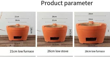 Chaozhou rare red clay charcoal stove tea set Kung fu tea stove ancient craft outdoor heating oven barbecue oven extra large pottery oven (Red clay X-Large 26CM)