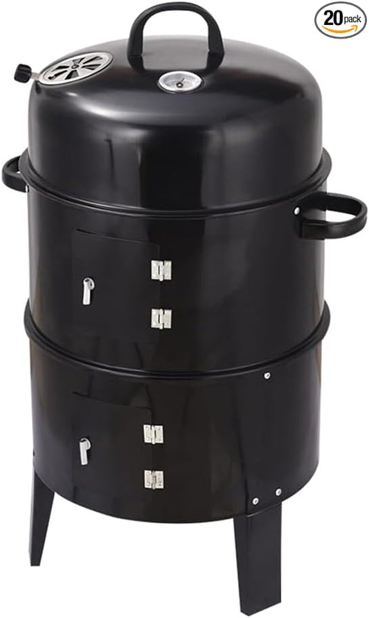 Outdoor Double-Layer Grill, Charcoal Wood Fired Braising and Smoking Stove, Portable Camping Charcoal Grill Cooking Barbecue, Outdoor Grills & Smokers BBQ Smoker Grill Combo,A-1