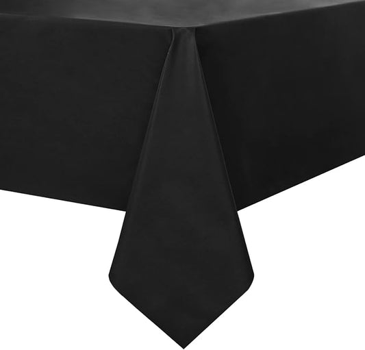 Romanstile 100% Waterproof PVC Tablecloth, Rectangle Oil Spill Proof Stain Resistant Vinyl Table Cloth, Wipe Clean Plastic Table Covers for Kitchen/Dining/Parties - 54 x 120 Inch, Black