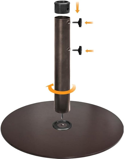 EliteShade USA Up to 140 lbs Heavy Duty Round Umbrella Base, Steel Plate Patio Umbrella Stand Holder for Outdoor Market Garden or Patio Table, Bonus 18" Weight Sandbag (Sand Not Included), Bronze