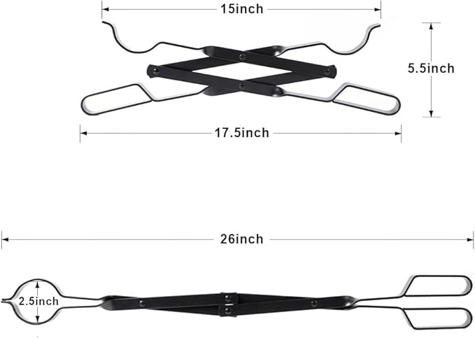 18 Inch Charcoal Grill for Outdoor +26" Long Firewood Tongs Log Grabber