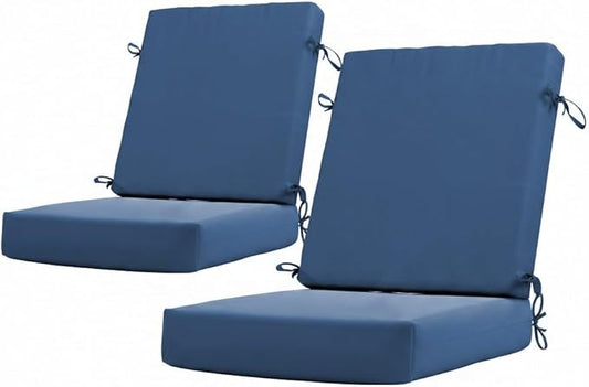 California Umbrella Outdoor Dining Chair, Set of 2 Patio Seat Cushions, 20 x 40 Inch, Premium Outdoor Memory Foam, Fade Resistant, Sunbrella Fabric, Fabric Ties, Regatta