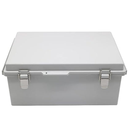 Watertight Electrical Junction Box with Mounting Plate, Clear Hinged Cover Stainless Steel Latch, Plastic Enclosure for Project Wall Bracket, IP67 13.8*9.8*5.9inch（350×250×150mm）