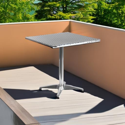 Flash Furniture Mellie Commercial Grade 27.5" Square Aluminum Indoor-Outdoor Table with Base