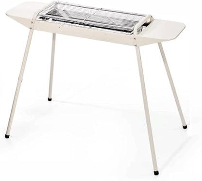 Portable Charcoal Grill Folding Stainless Steel Smoker BBQ Grill Adjustable Height Barbecue Grill with Removable Side Table for Outdoor Cooking Camping