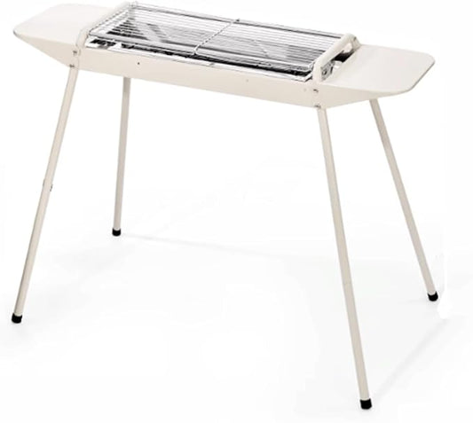 Portable Charcoal Grill Folding Stainless Steel Smoker BBQ Grill Adjustable Height Barbecue Grill with Removable Side Table for Outdoor Cooking Camping