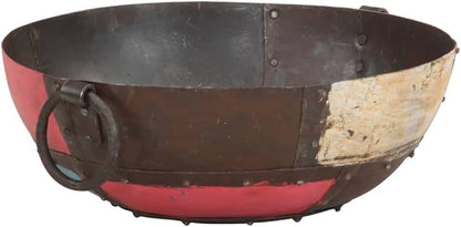 15.7 inch Iron Fire Pit, Rustic Round Fire Bowl for Outdoor Patio, Garden Backyard Wood Burning Heater with Carrying Handles