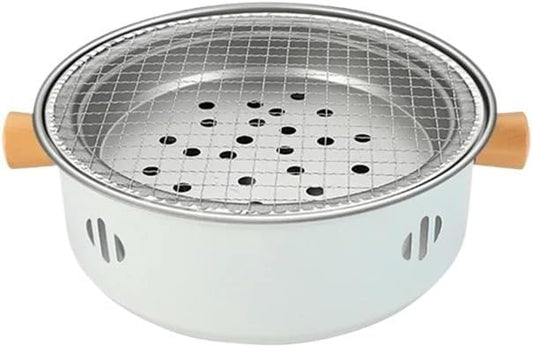 Portable Charcoal BBQ Grill, Mini Barbecue Stove for Outdoor Camping, Beach, Picnic, and Backyard Use(White)