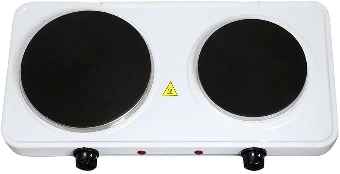 Portable Dual Burner Infrared Cooktop – 1700W Electric Countertop Stove with Dual Size Burners, Adjustable Heat Settings & Sleek Finish – Compact Hot Plate for Small Kitchens (White)