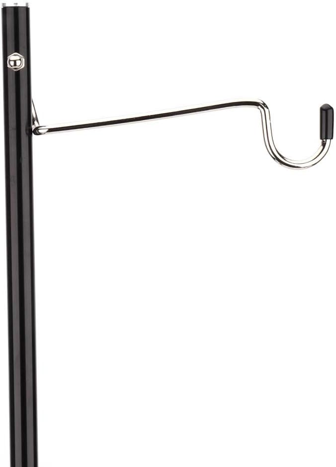 Black Portable Aluminum Alloy Folding Light Bracket Stand, Adjustable Height with Elastic Nut Design, for Outdoor Camping Picnic BBQ Table Lamp Pole