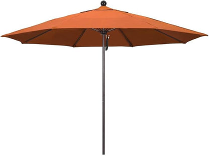 California Umbrella 11' Round Aluminum/Fiberglass Umbrella, Pulley Lift, Bronze Pole, Sunbrella Tuscan Fabric
