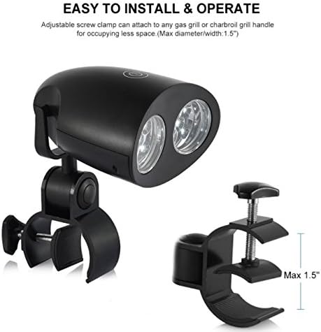 Shenghao Adjustable 10 LED BBQ Grill Light Handle Mount Clip Barbecue Camp Lights Waterproof Heat Resistance Lamp for Camping Outdoor BBQ Barbecue Grill Night Fishing